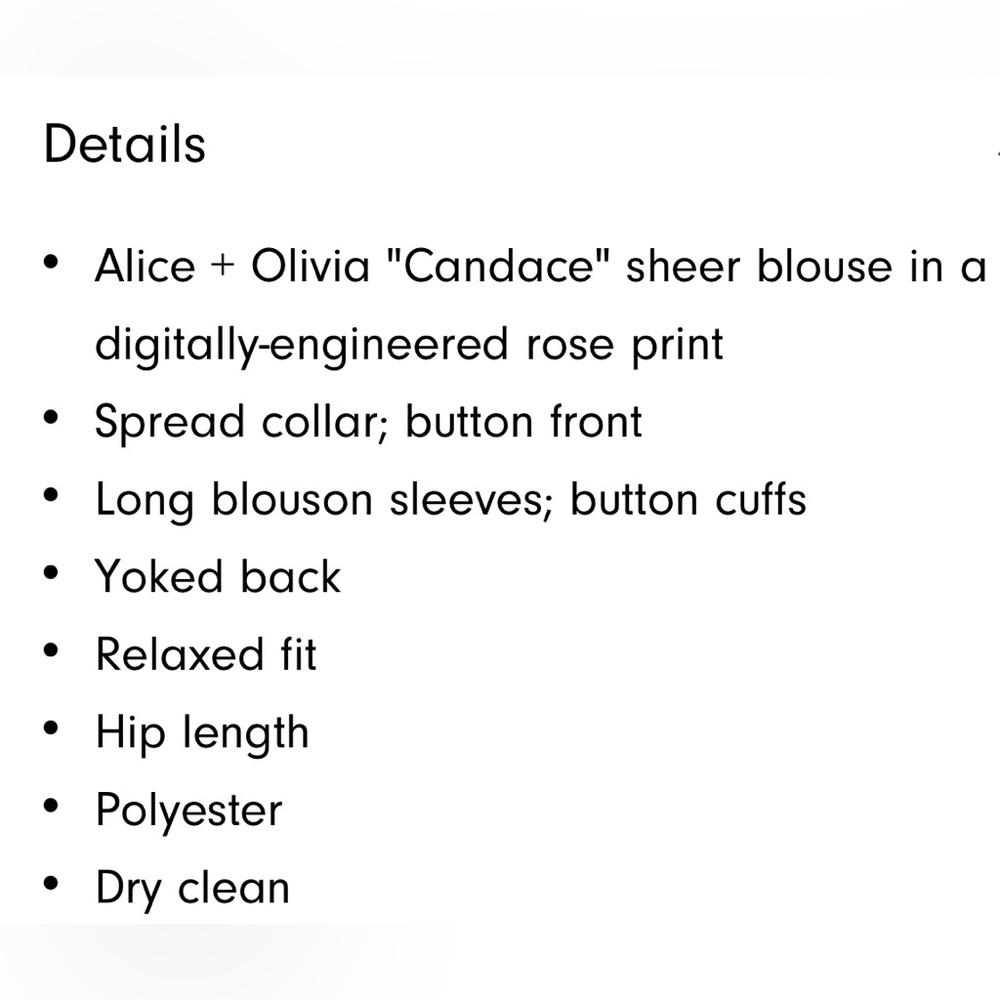 Alice + Olivia Candace Rosehips Blouson-Sleeve Buttoned Shirt - Picture 11 of 11